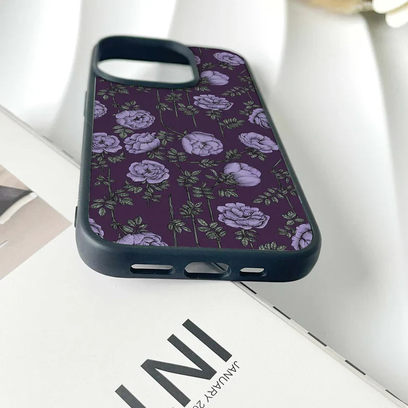 Vintage Purple Flower Printed Phone Case