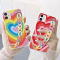 Multicolor Hearts Case With Multicolor Chain