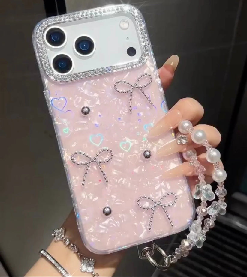 Premium Bow Crystal Diamond iPhone Case with charm