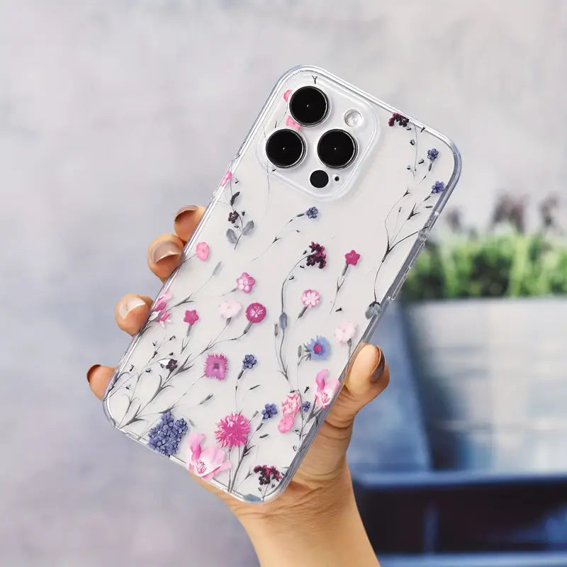 Stylish Pink & Purple Floral Pattern Customise PNG Case
