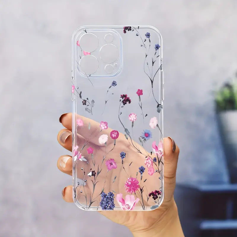 Stylish Pink & Purple Floral Pattern Customise PNG Case