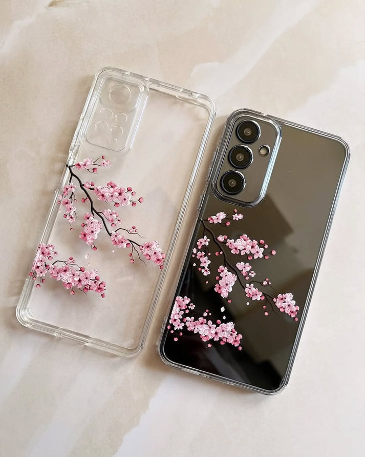 Transparent Pink Flower Case