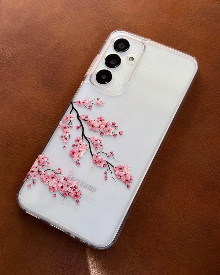 Transparent Pink Flower Case