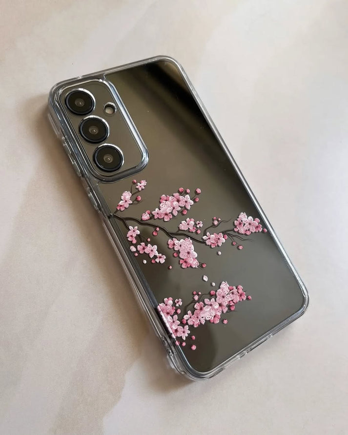Transparent Pink Flower Case