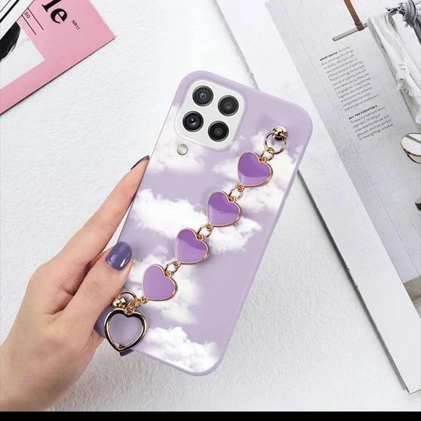 Purple Multiple Design Cases With Purple Metal Heart Chain