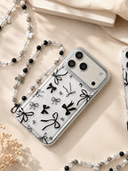 Semi Transparent bow Printed case with charm