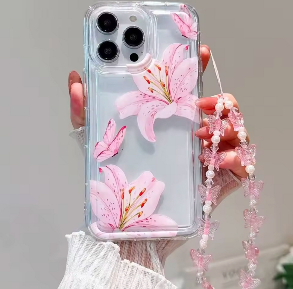 Pink bow case with charm