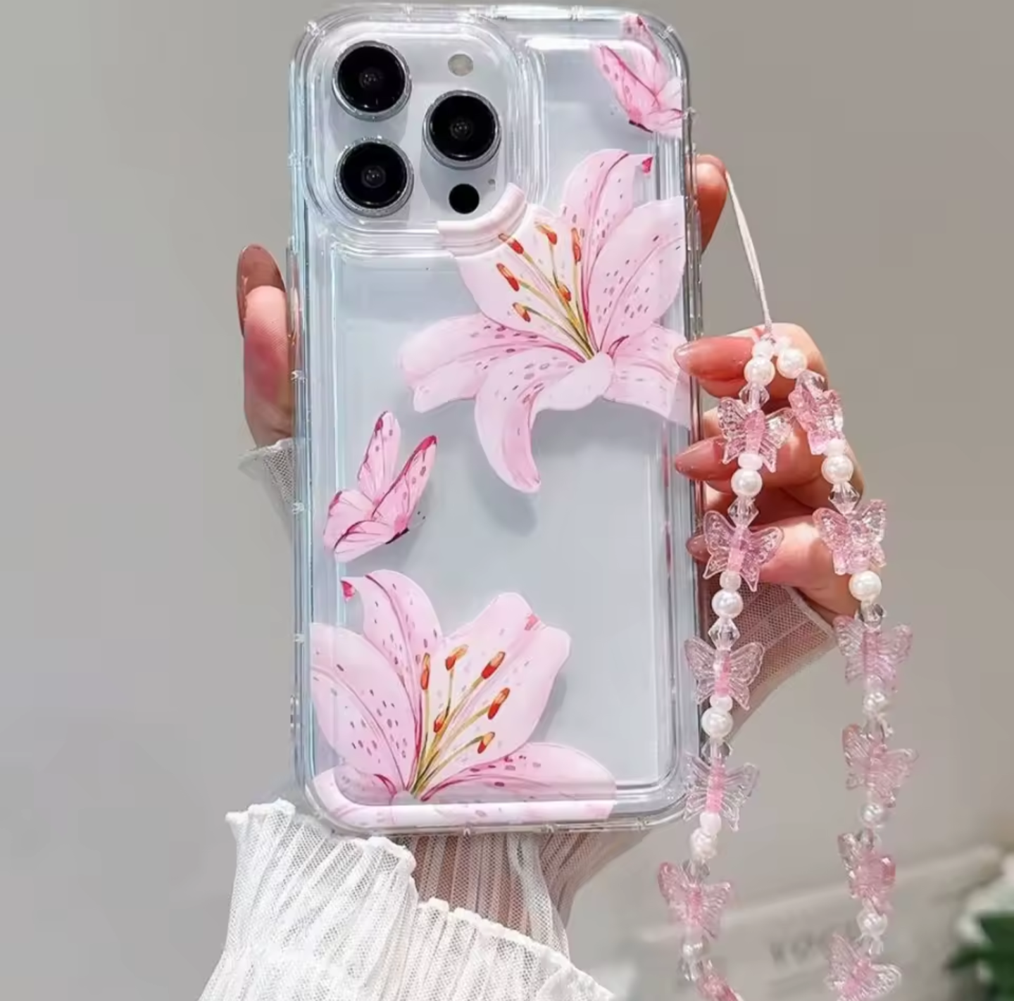 Pink bow case with charm