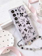 Semi Transparent bow Printed case with charm