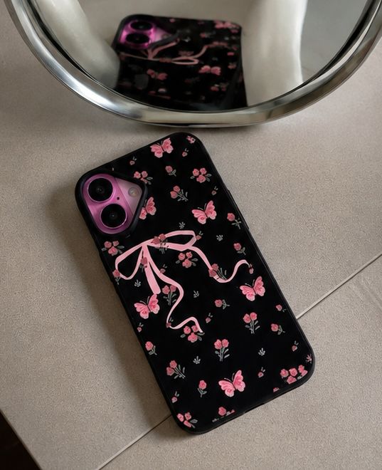 2D customise Glossy Pink Bow Case