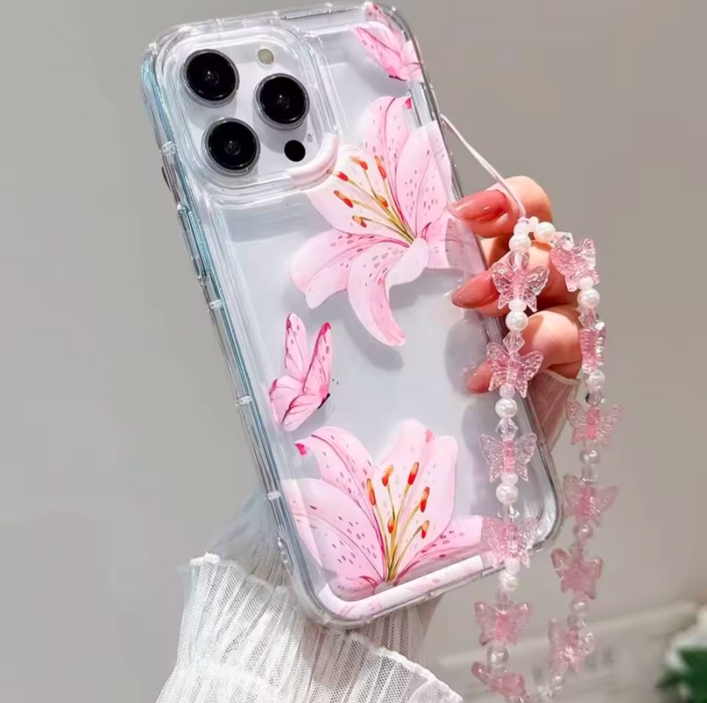 Pink bow case with charm
