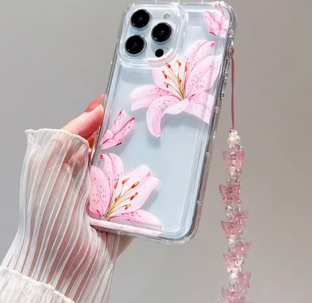 Pink bow case with charm