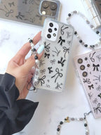 Semi Transparent bow Printed case with charm