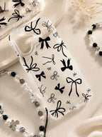 Semi Transparent bow Printed case with charm