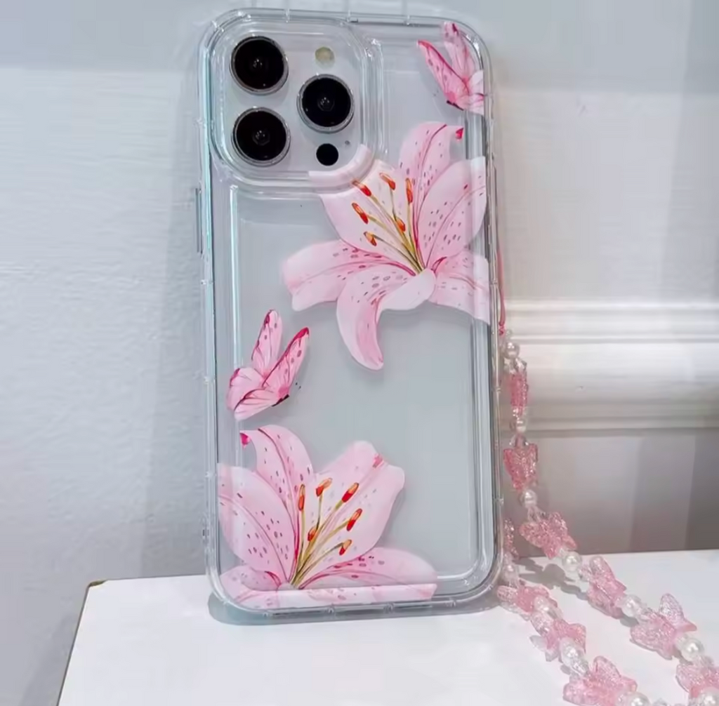 Pink bow case with charm
