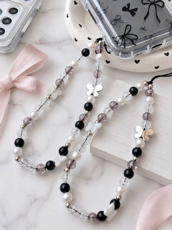 Semi Transparent bow Printed case with charm