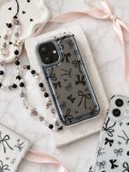 Semi Transparent bow Printed case with charm